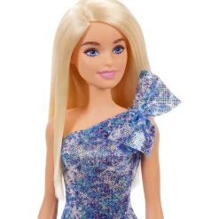 Barbie Doll with Blonde Hair Blue Eyes&Short Blue Sequins Dress