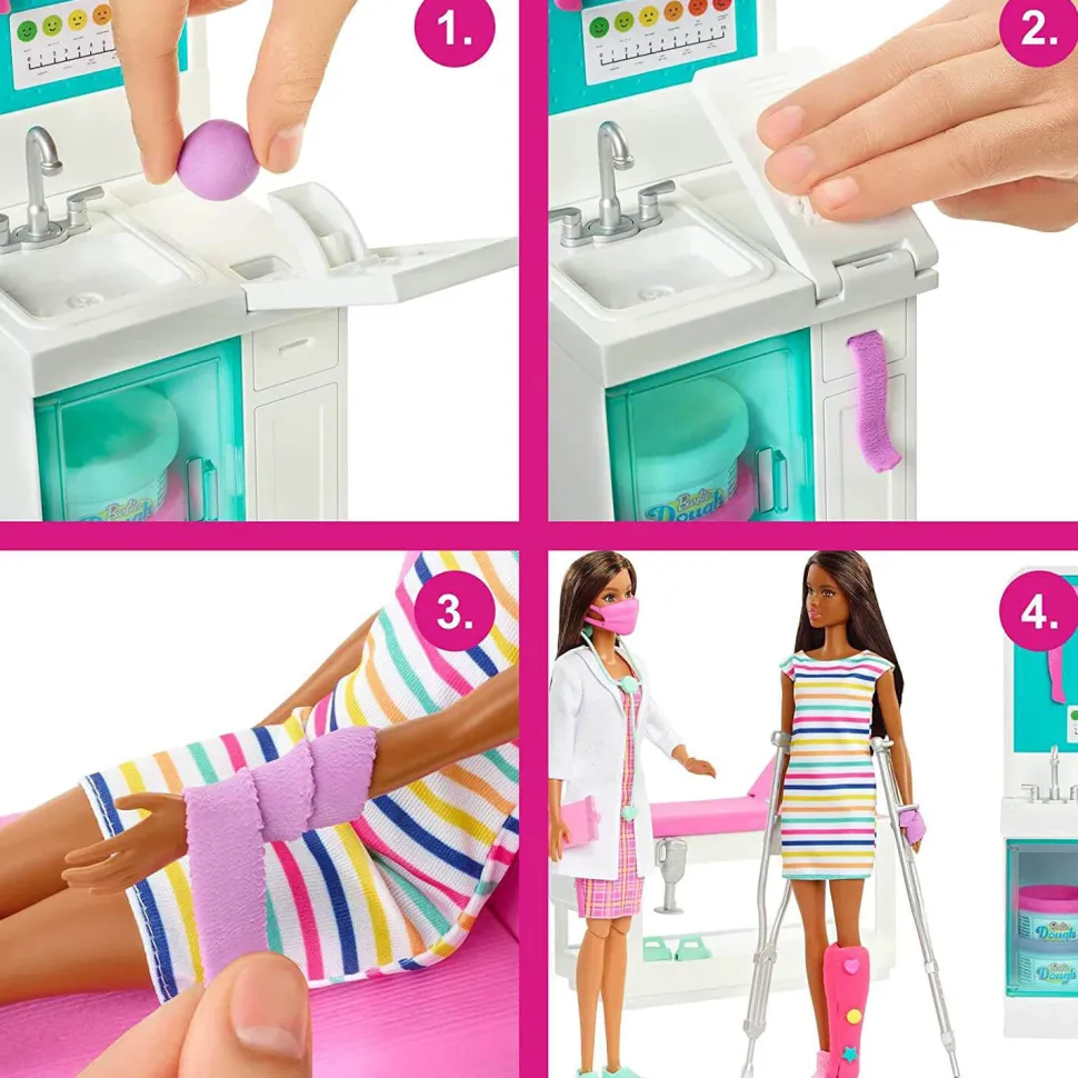 Barbie Fast Cast Clinic Playset with Brunette Barbie Doctor Doll
