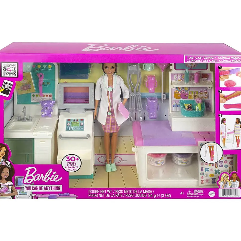 Barbie Fast Cast Clinic Playset with Brunette Barbie Doctor Doll