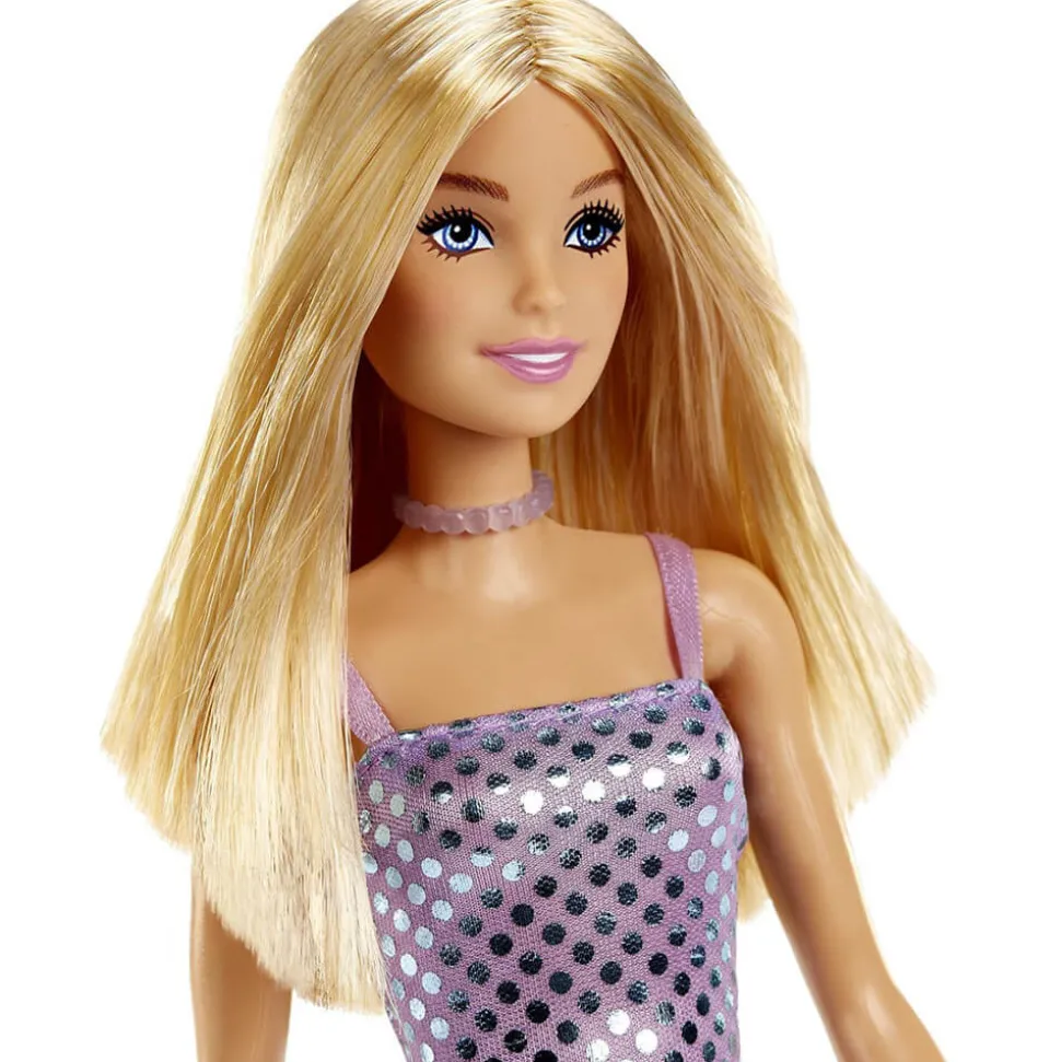 Barbie Mini Glitz Doll Dress Blonde in Lavender Metallic Dress