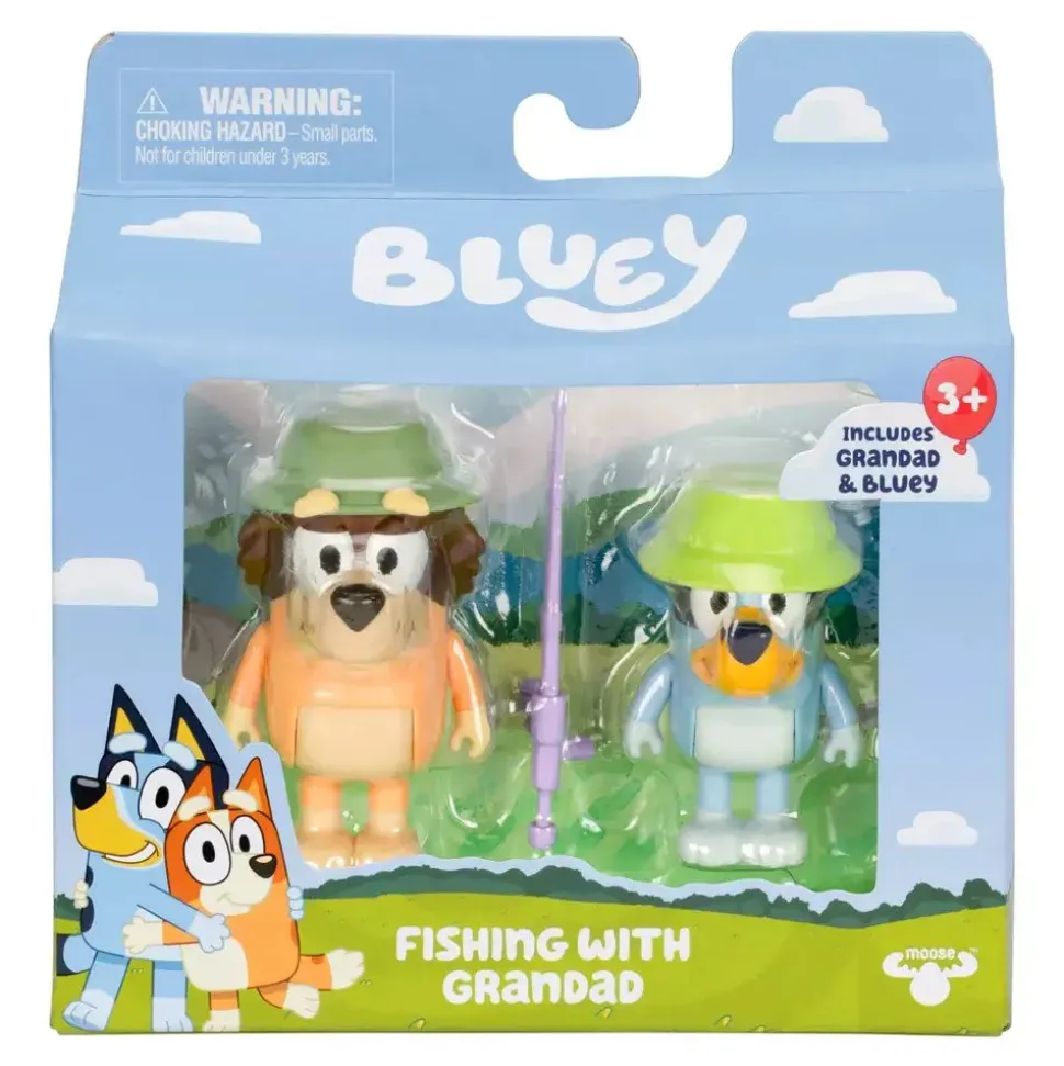Bluey 2-Pack Figures Fishing With Grandad