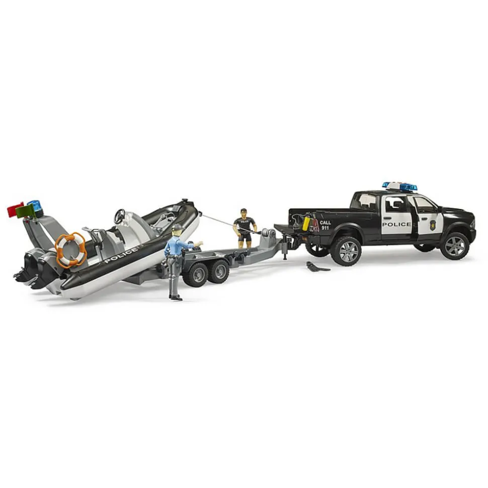 Bruder Pro Series RAM 2500 Police Pickup, Trailer, Boat&Figures
