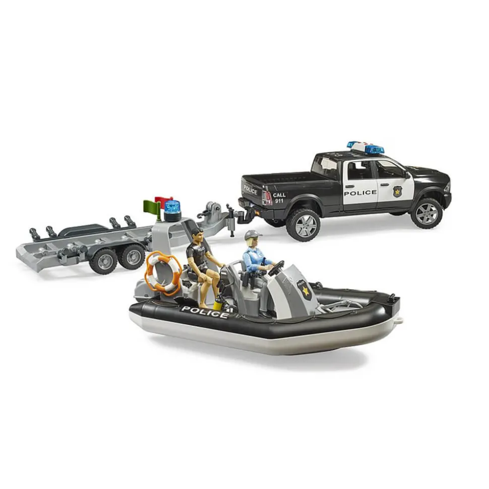 Bruder Pro Series RAM 2500 Police Pickup, Trailer, Boat&Figures