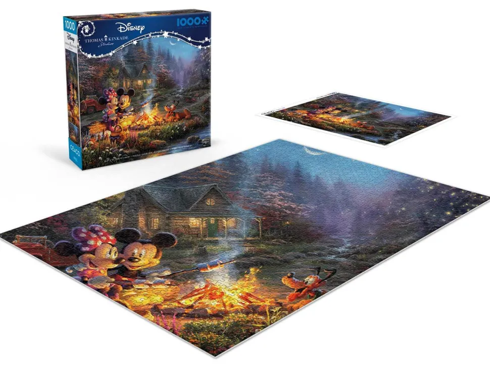Ceaco Thomas Kinkade Disney's Mickey and Minnie Sweetheart Campfire 10