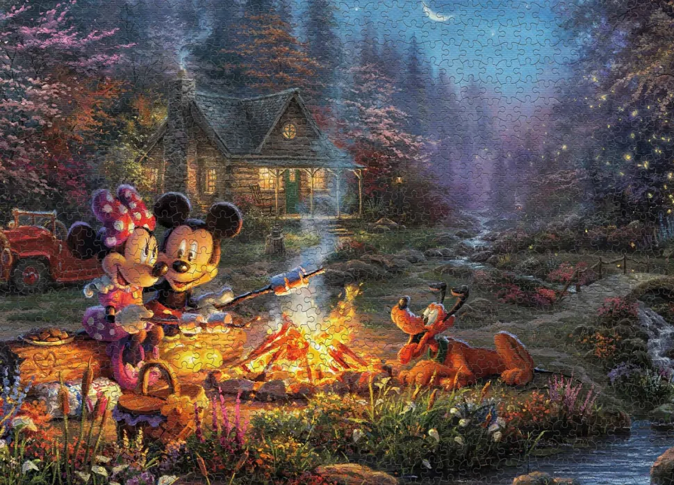 Ceaco Thomas Kinkade Disney's Mickey and Minnie Sweetheart Campfire 10