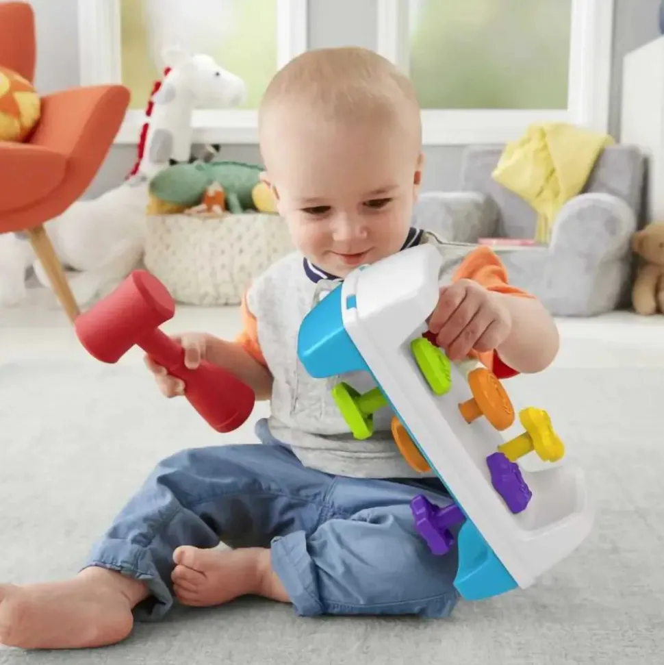 Fisher-Price Tap&Turn Bench Pretend Tools 2-Sided Toy For Infants An