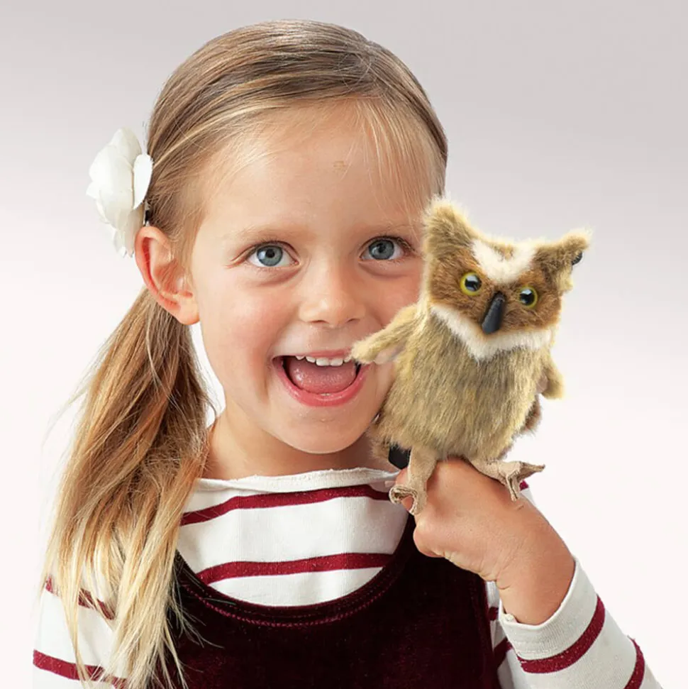 Folkmanis Mini Great Horned Owl Finger Puppet