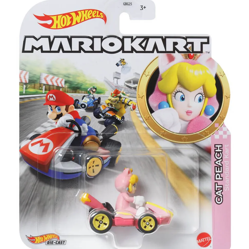Hot Wheels Mario Kart Cat Peach Standard Kart Vehicle