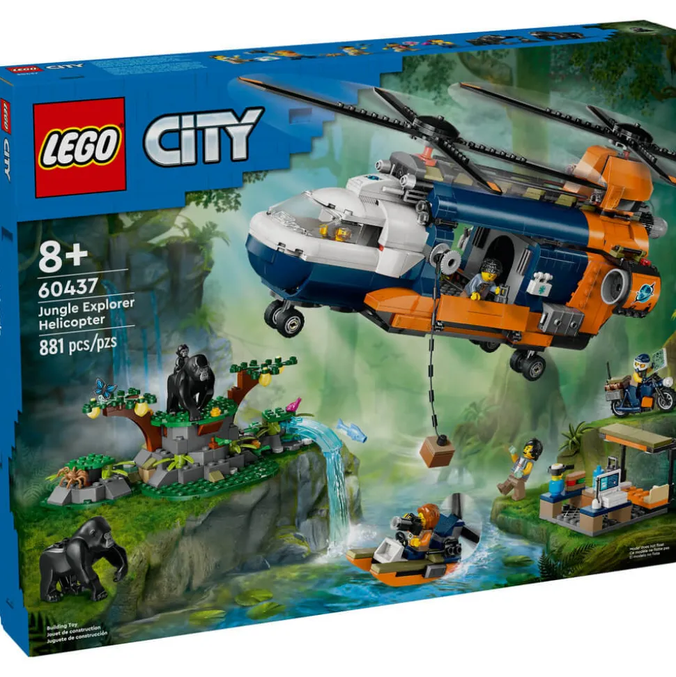 LEGO® City Jungle Explorer Helicopter at Base Camp 881 Piece Building Set (60437)
