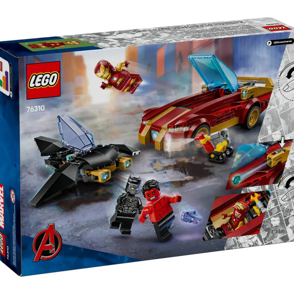 LEGO® Super Heroes Marvel Iron Man Car&Black Panther vs. Red Hulk Building Kit 76310