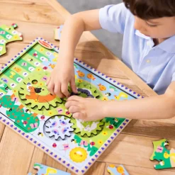 Melissa and Doug Animal Chase I-Spy Wooden Gear Puzzle