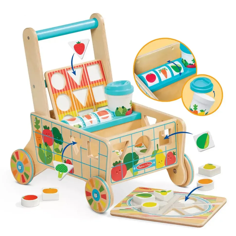 Melissa and Doug Wooden Shape Sorting Grocery Cart