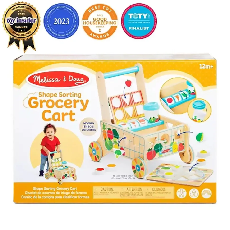 Melissa and Doug Wooden Shape Sorting Grocery Cart