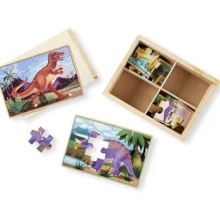 Melissa&Doug Dinosaurs 4-in-1 Jigsaw Puzzles with Storage box