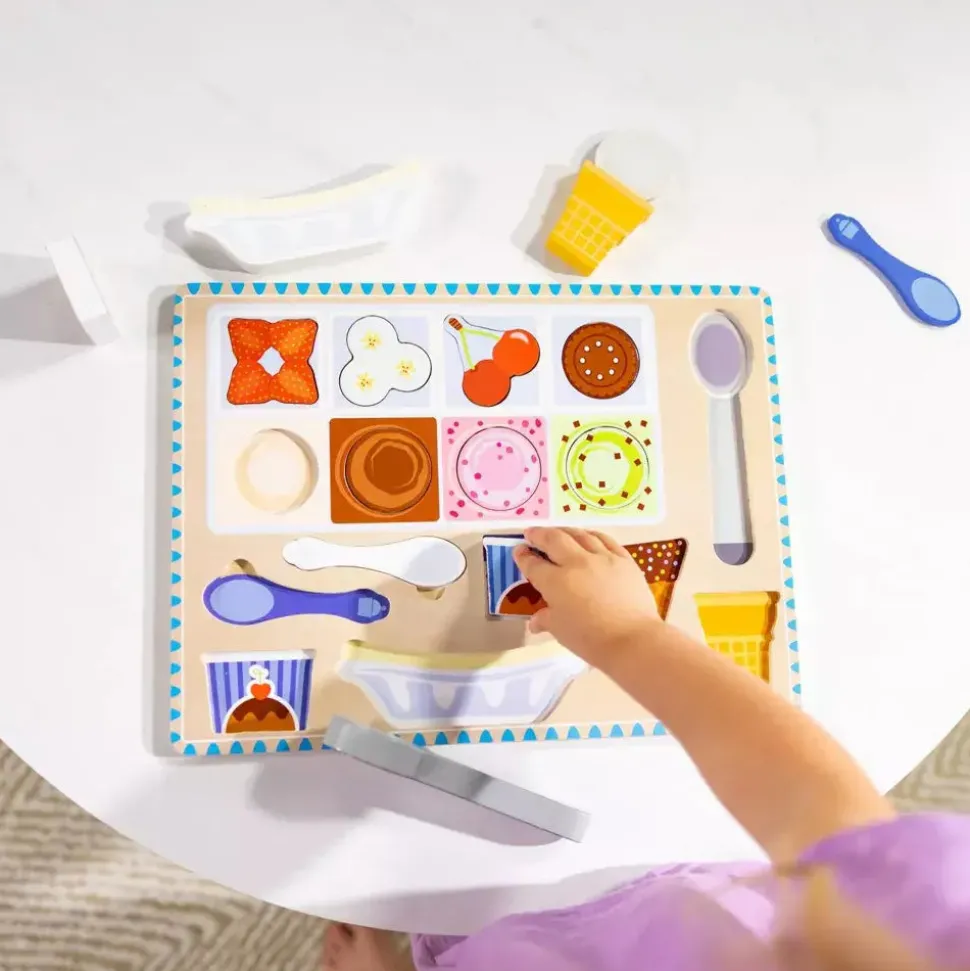 Melissa&Doug Wooden Magnetic Ice Cream Puzzle&Play Set