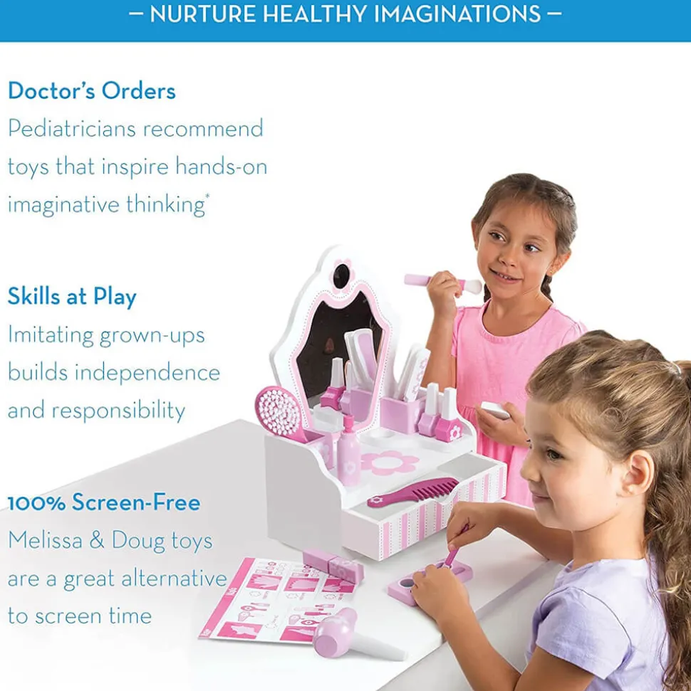 Melissa&Doug Wooden Vanity Beauty Salon Play Set