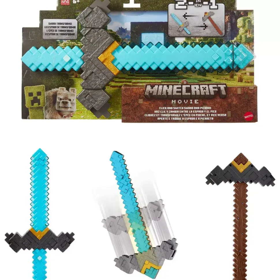 Minecraft Click and Switch Sword and Pickaxe Role-Play 2-In-1 Toy
