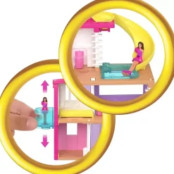 Mini Barbie Land House Yellow Water slide