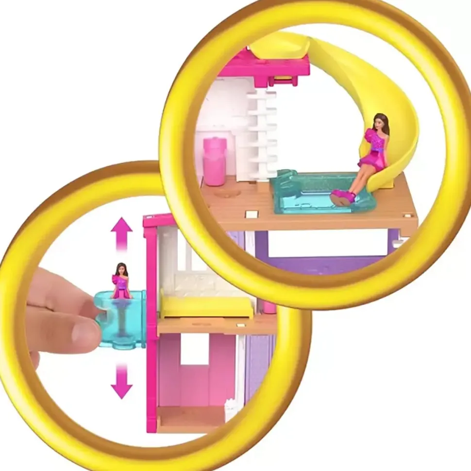 Mini Barbie Land House Yellow Water slide