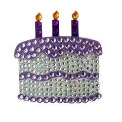 StickerBeans Purple Birthday Cake Rhinestone Sticker
