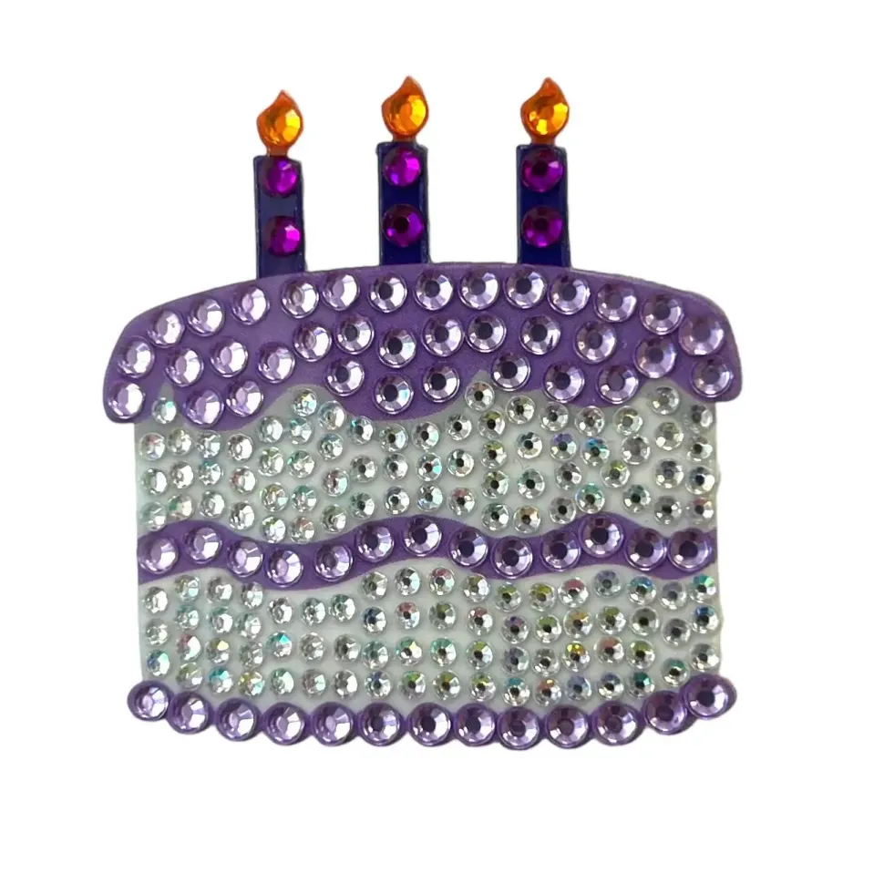StickerBeans Purple Birthday Cake Rhinestone Sticker