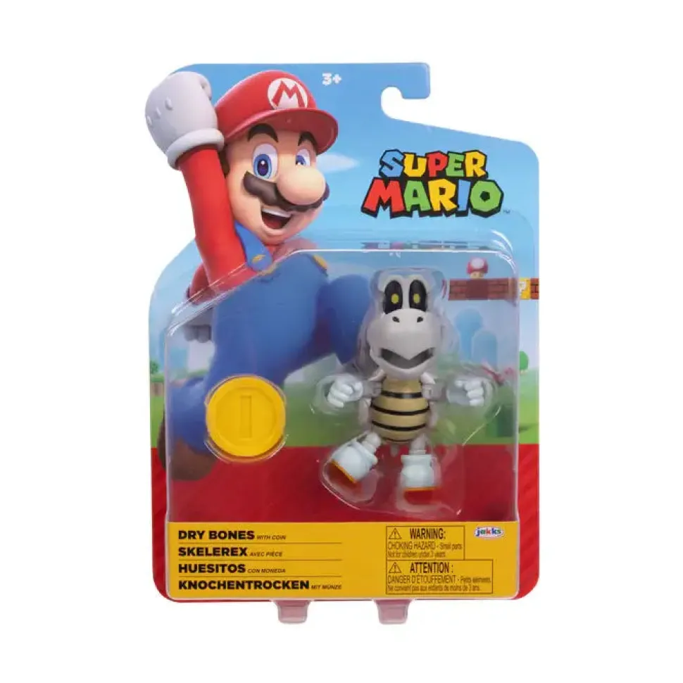Super Mario Dry Bones with Coin 4-Inch Action Figure
