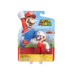 Super Mario Fire Mario with Fire Flower 4-Inch Action Figure