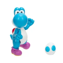 Super Mario Light Blue Yoshi with Egg 4-Inch Action Figure