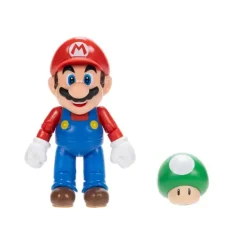 Super Mario Mario with 1UP Mushroom 4-Inch Action Figure