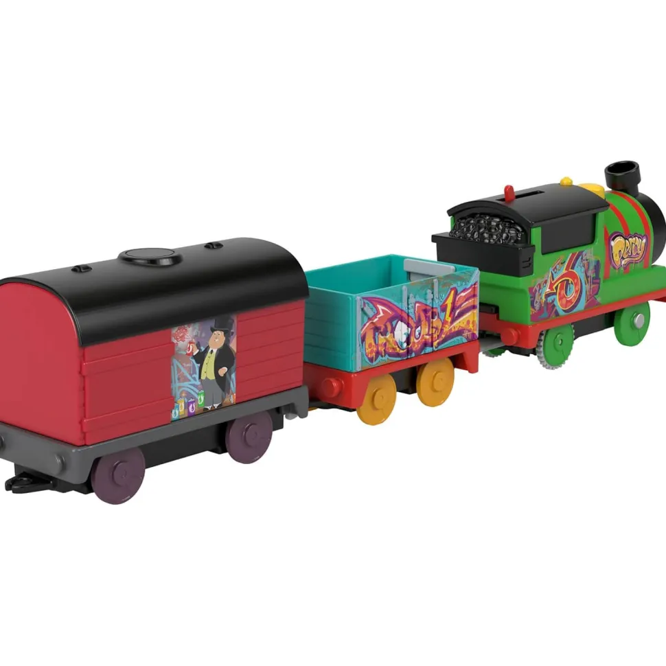 Thomas&Friends Graffiti Percy Motorized Toy Train Engine with Cargo