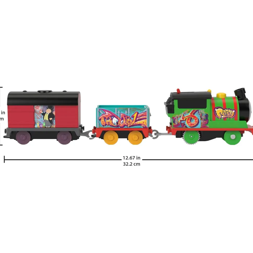 Thomas&Friends Graffiti Percy Motorized Toy Train Engine with Cargo