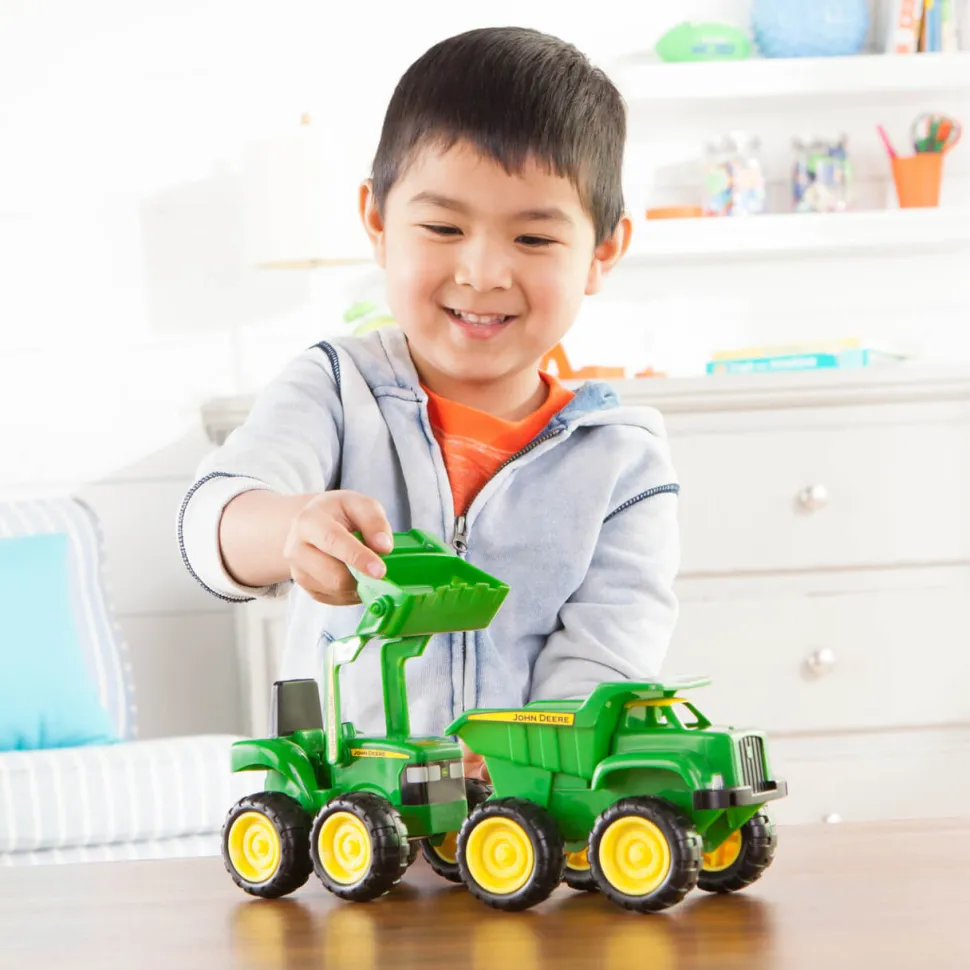 TOMY John Deere 6 Inch Sandbox Toy Set with Toy Truck and Toy Tractor