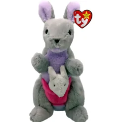 Ty Beanie Baby Kayla the Grey Kangaroo Plush wth Joey