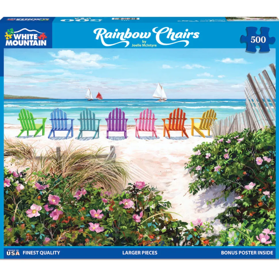 White Mountain Puzzles Rainbow Chairs 500 Piece Jigsaw Puzzle