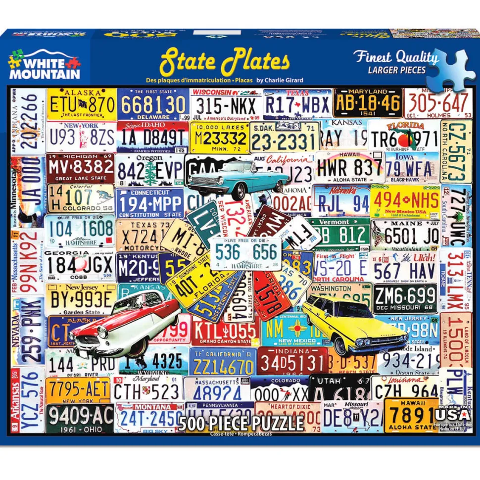 White Mountain Puzzles State Plates 500 Pc
