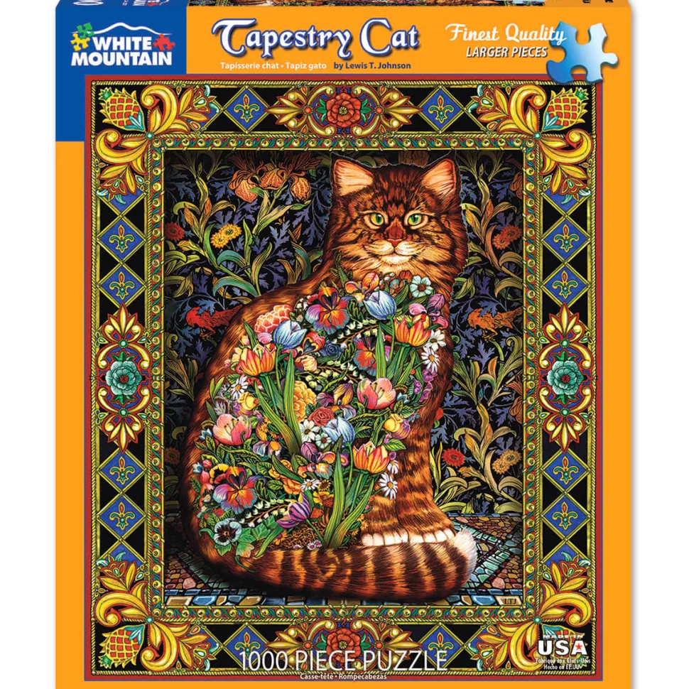 White Mountain Puzzles Tapestry Cat 1000 Piece