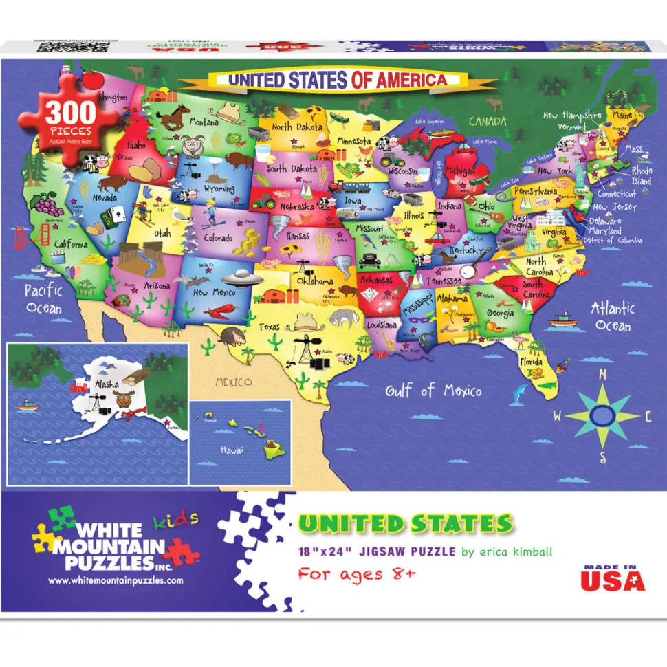White Mountain USA Map 300-Piece Puzzle